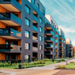 Europe modern complex of residential buildings. And outdoor facilities.